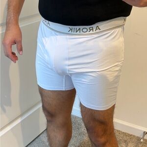 ARONIK Men's White Stretch Boxer Briefs with Supportive Waistband